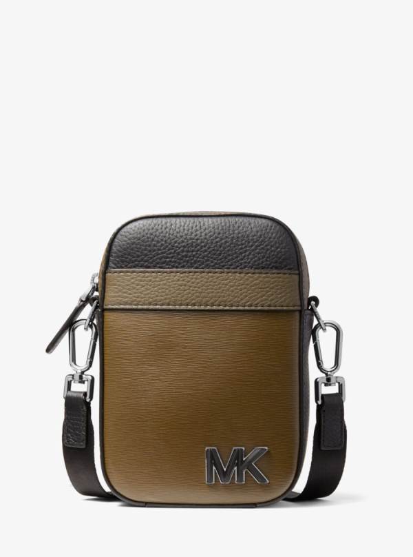 Panske Crossbody Kabelka Michael Kors Hudson Color-Block Leather Smartphone Olivovo Zelená - Tasky Michael Kors Lacne | JFXRP-9845